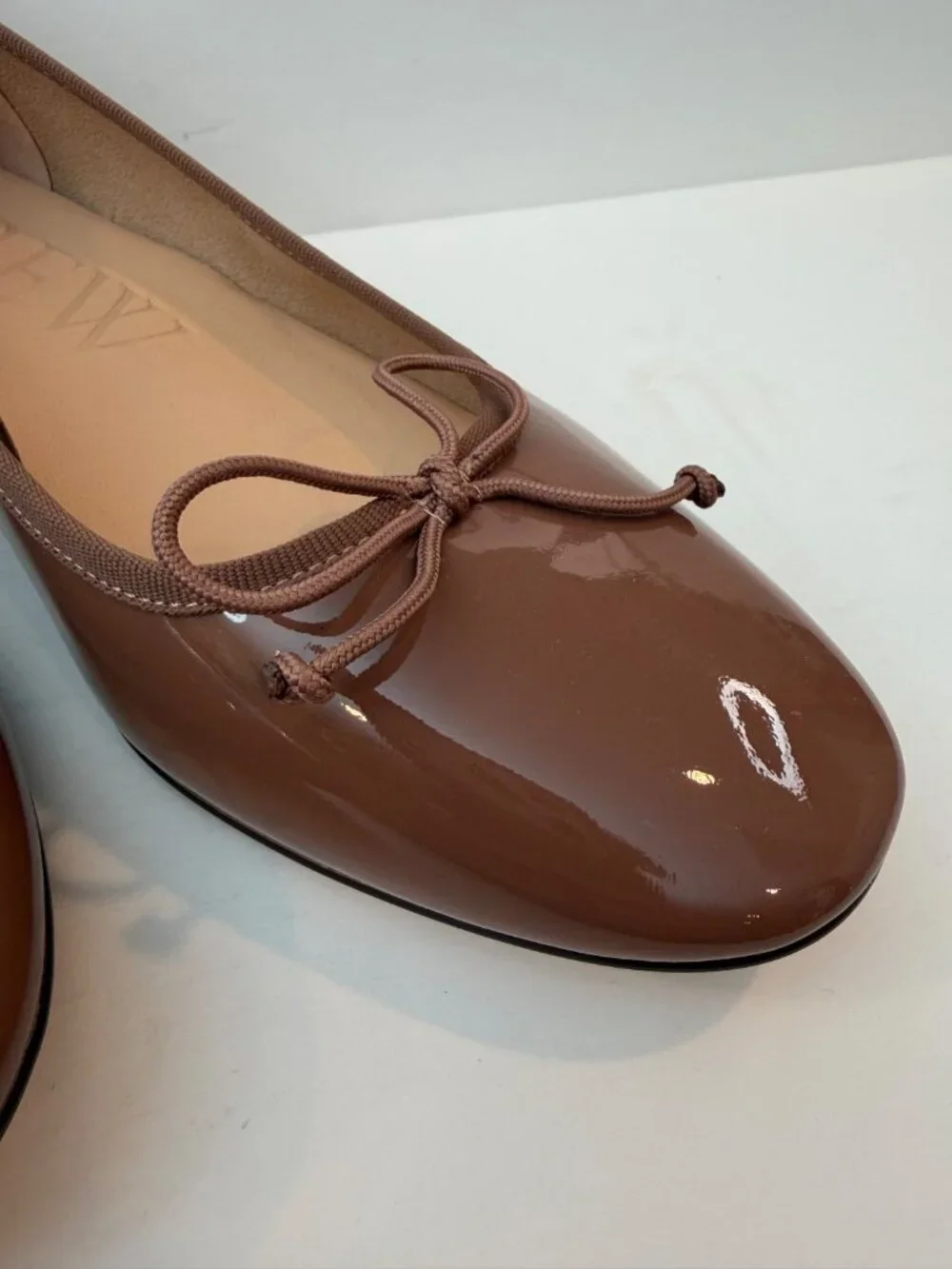 J. Crew Women's Teagan Ballet Pumps Size 10 1/2 Patent Leather Taupe Brown NWOB